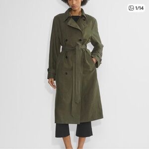 Aritzia Babaton Green Double-Breasted Trench Coat